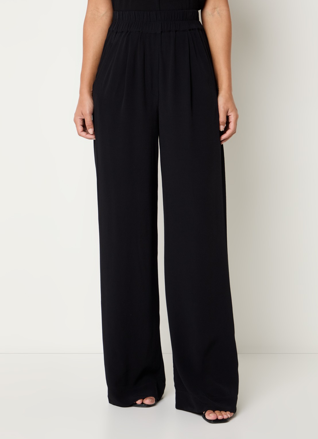 by-bar Benji high waist wide fit pantalon met steekzakken - detail 4 zwart