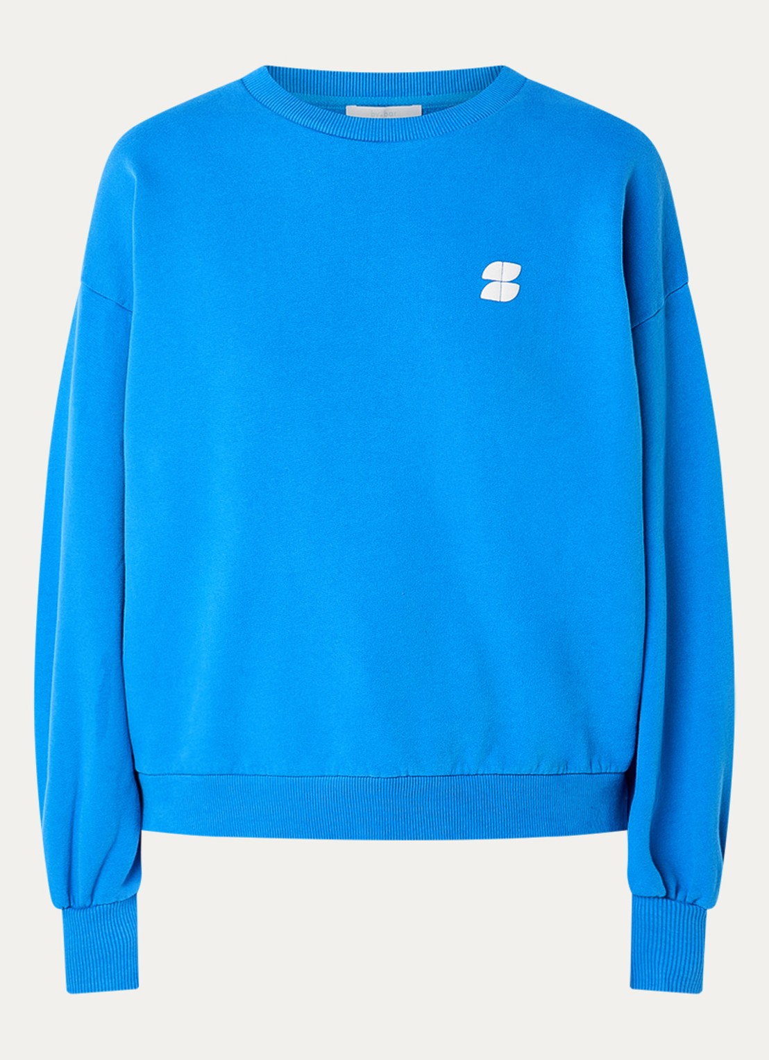 by-bar Bibi sweater met front- en backprint - voorkant 2 blauw