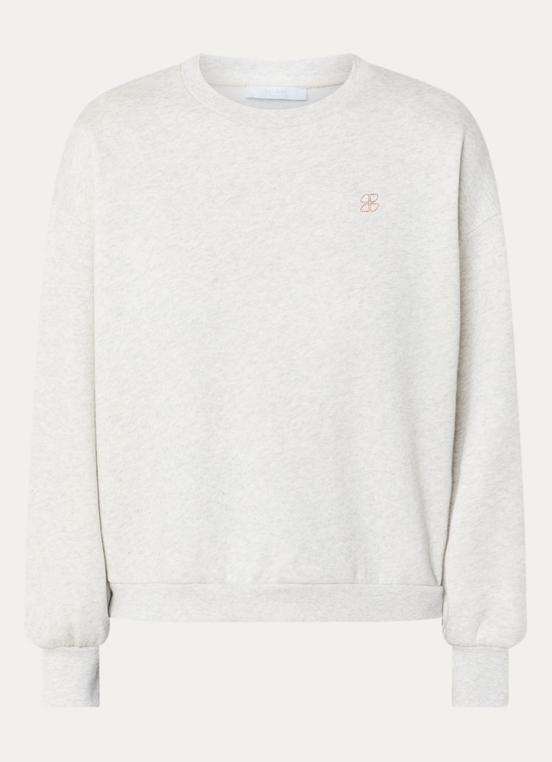 by-bar Bibi sweater met logo- en backprint - voorkant grijsmele