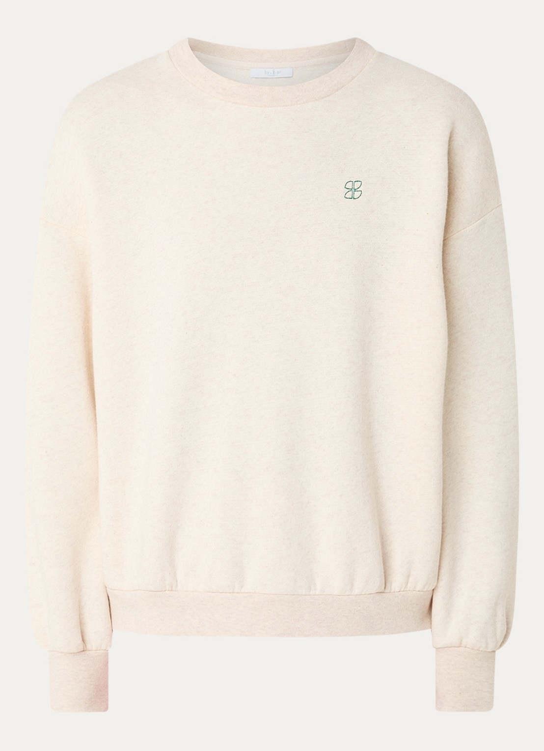 by-bar Bibi sweater met logo- en backprint - voorkant lichtgrijs