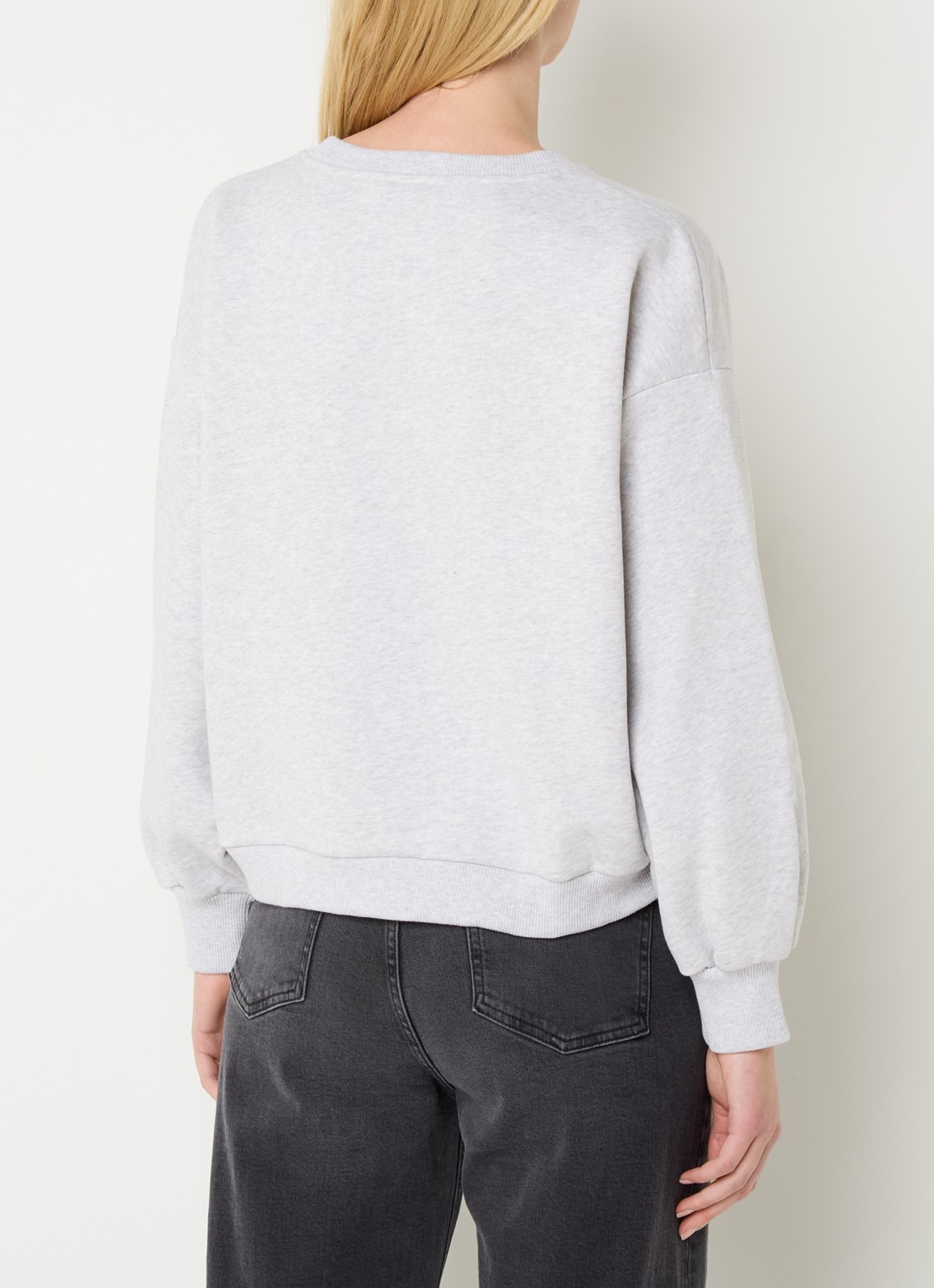 by-bar Bibi sweater met logo - achterkant 4 lichtgrijs