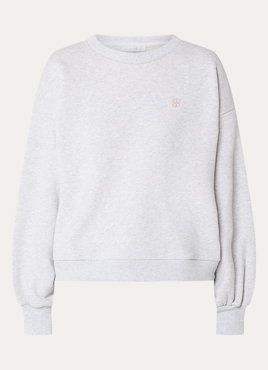 by-bar Bibi sweater met logo - voorkant lichtgrijs