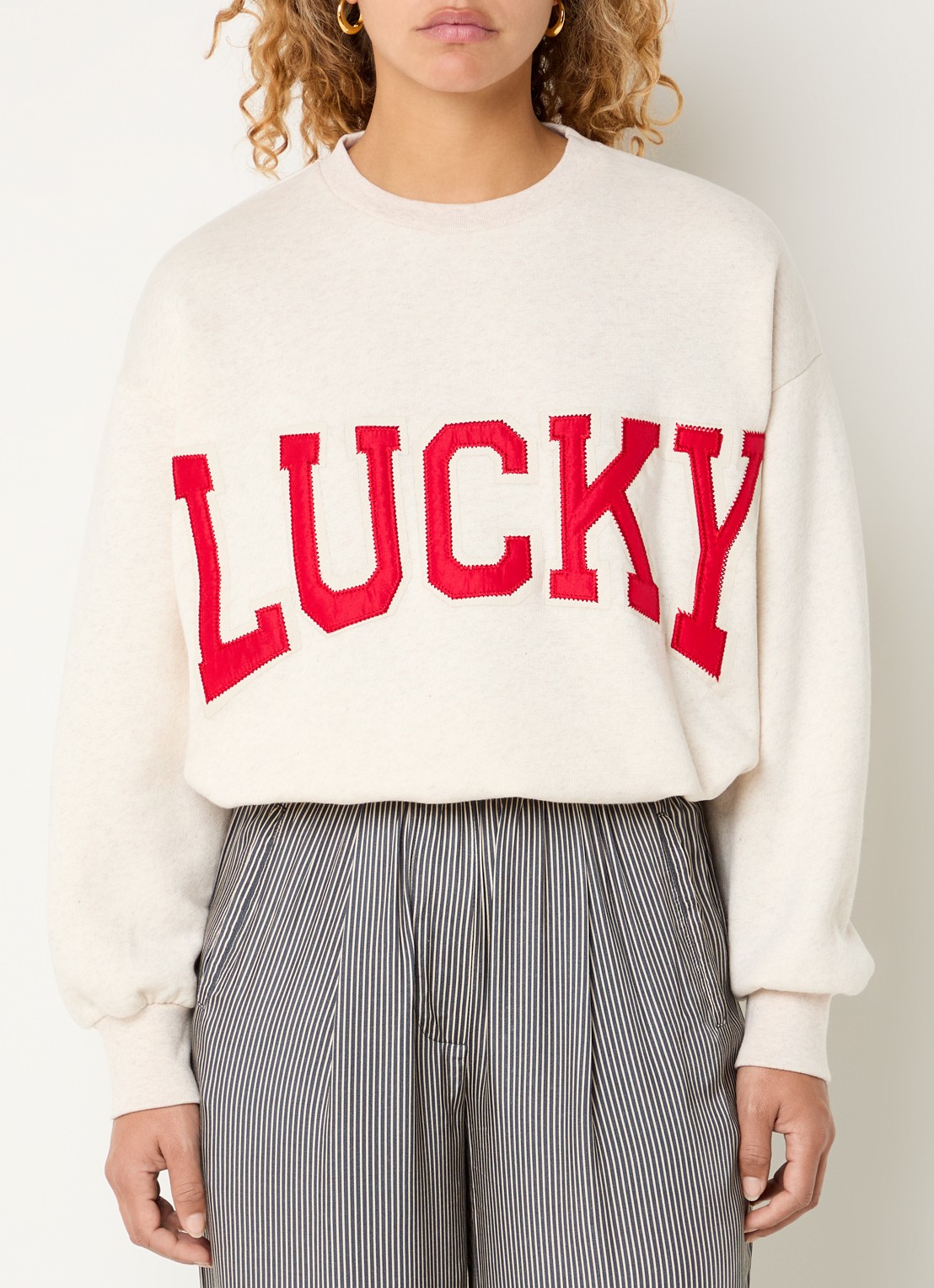 by-bar Bibi sweater met print - detail 3 creme