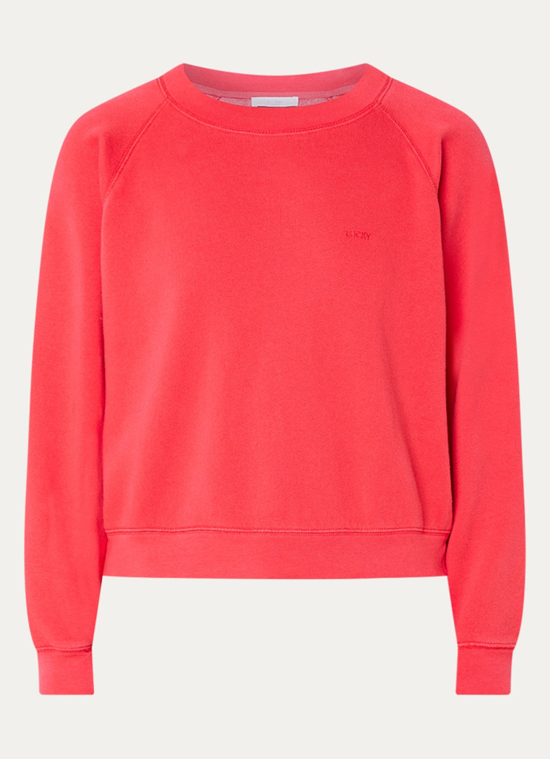by-bar Carrie sweater met borduring - voorkant 3 koraalrood