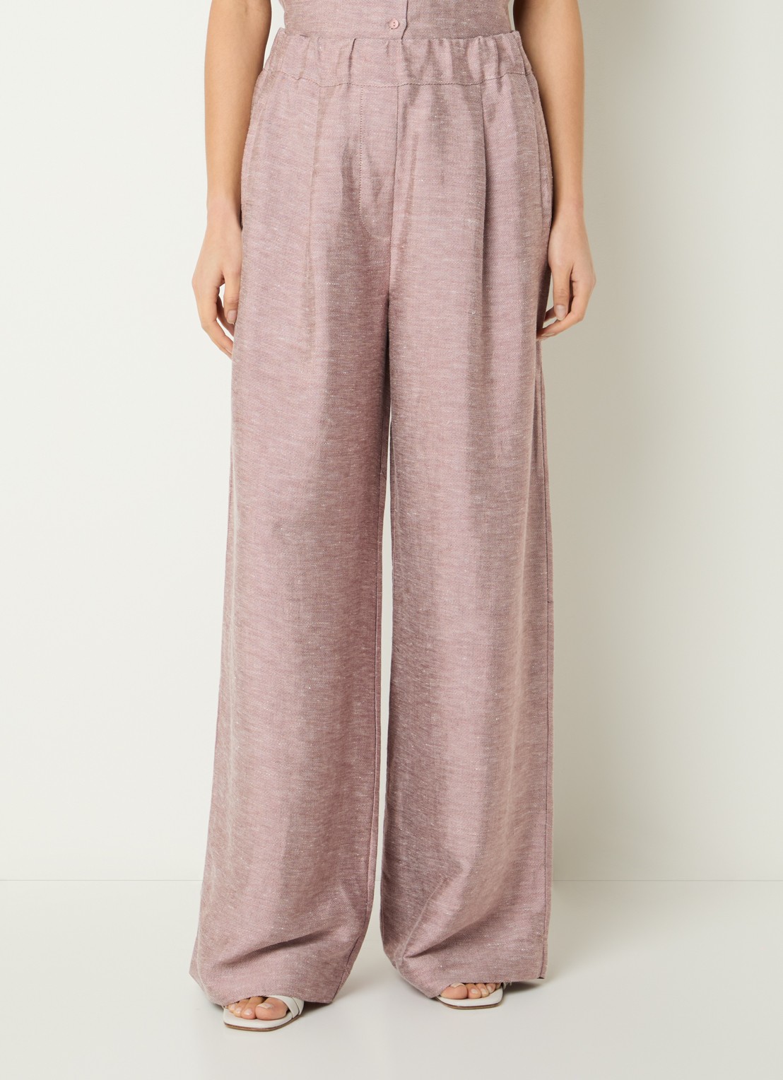 by-bar Celin high waist loose fit broek met gemêleerd dessin - detail 4 oudroze