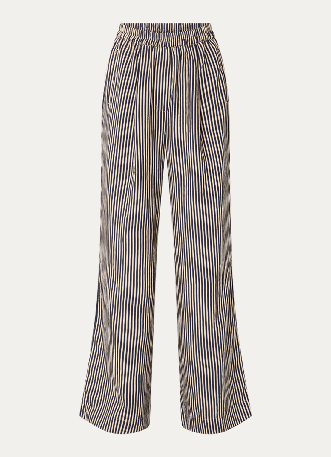 by-bar Celin high waist wide fit palazzo broek met streepprint - voorkant 2 donkerblauw