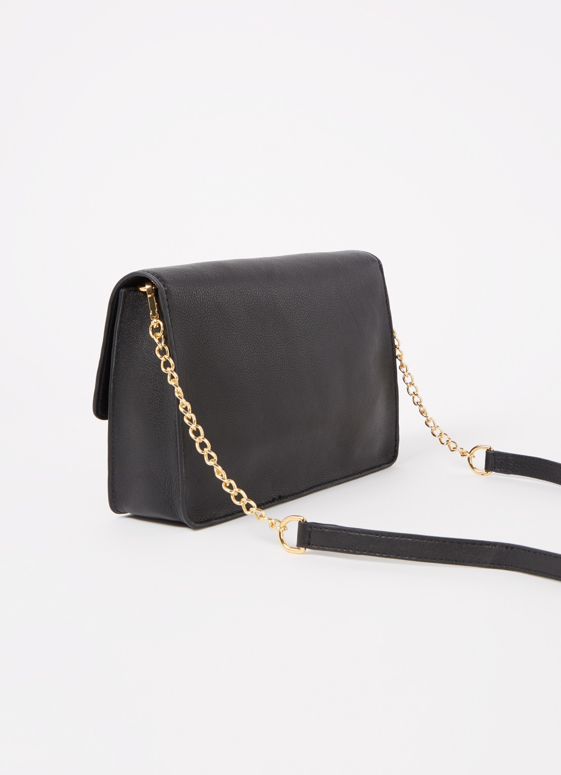 by-bar Crossbodytas van leer met afneembare schouderriem - achterkant zwart