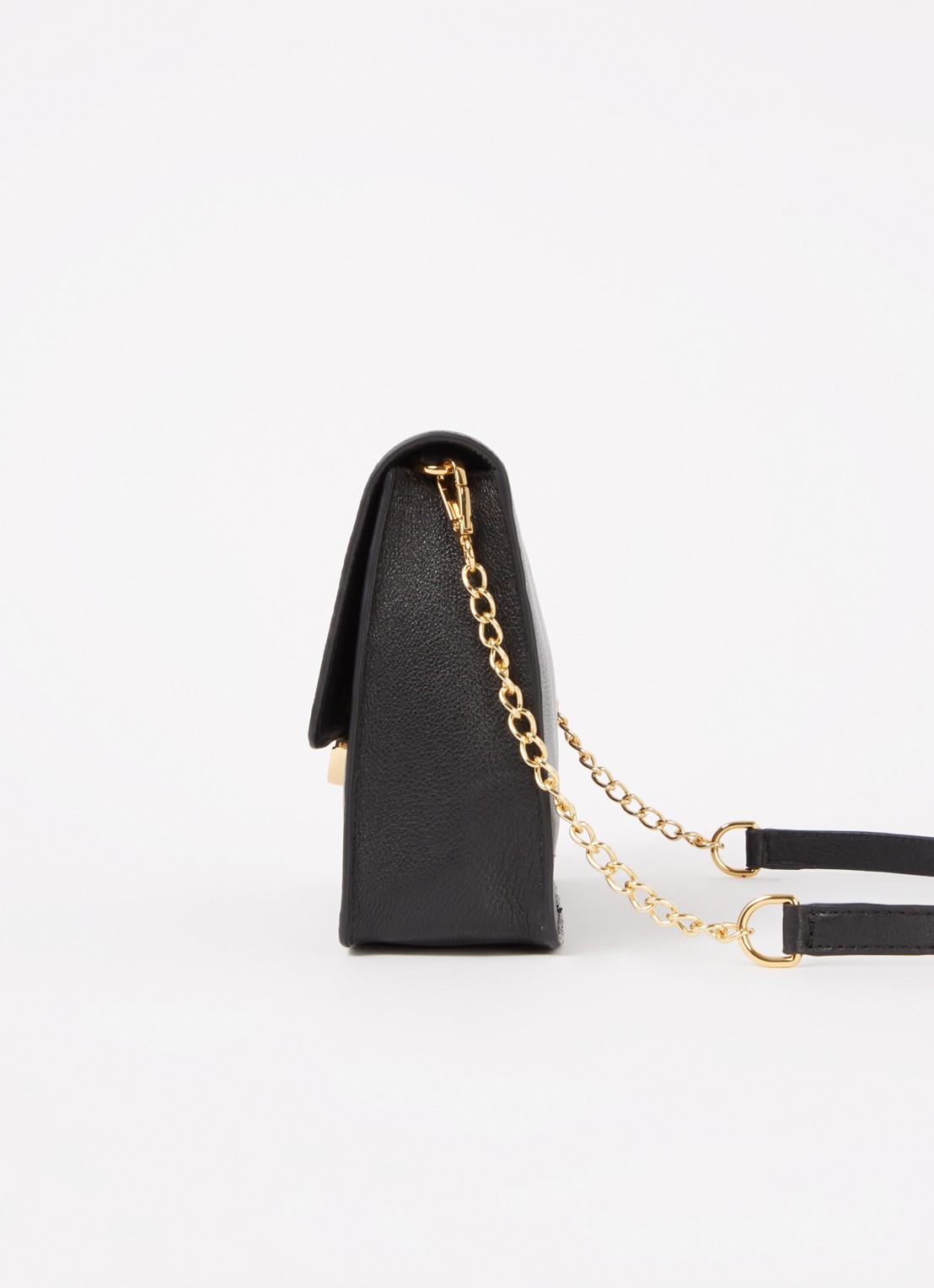 by-bar Crossbodytas van leer met afneembare schouderriem - detail 4 zwart