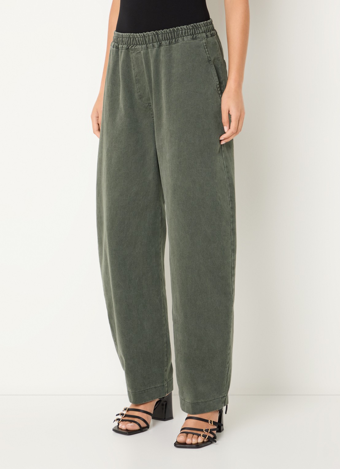 by-bar Davi high waist wide fit broek met steekzakken - detail bronsgroen