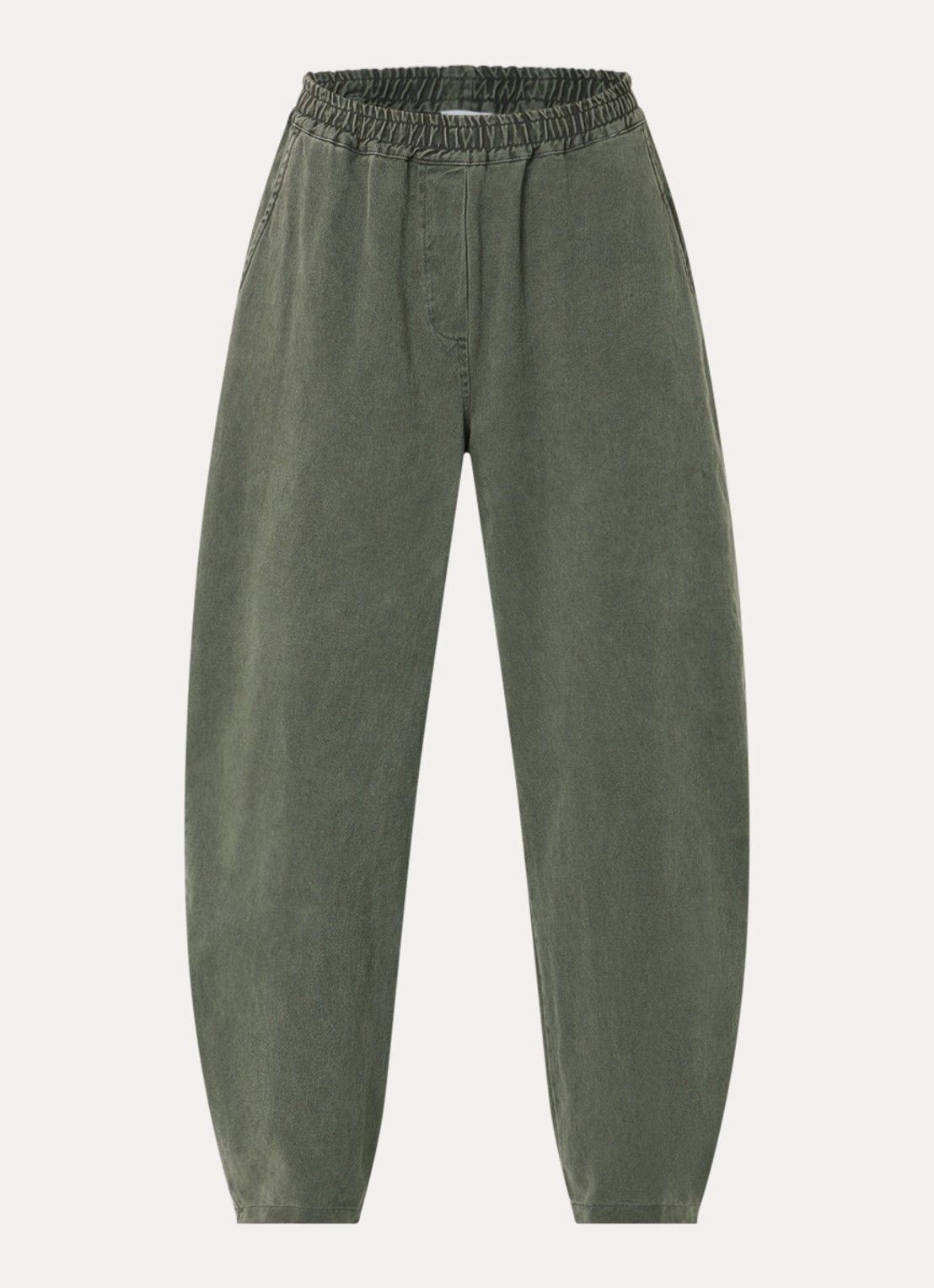 by-bar Davi high waist wide fit broek met steekzakken - voorkant 3 bronsgroen