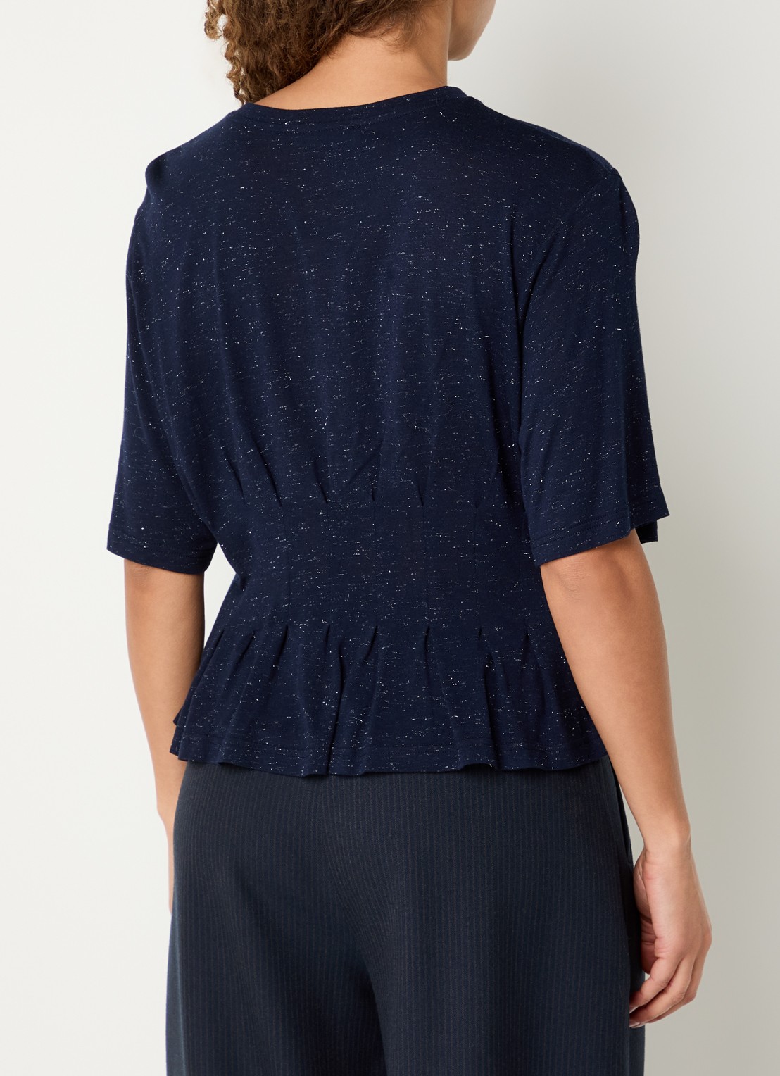 by-bar Diva top met strass en ronde hals - achterkant 4 donkerblauw