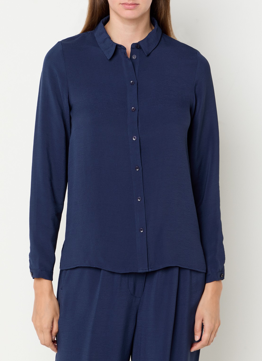 by-bar Donna blouse met kraag - detail 2 donkerblauw