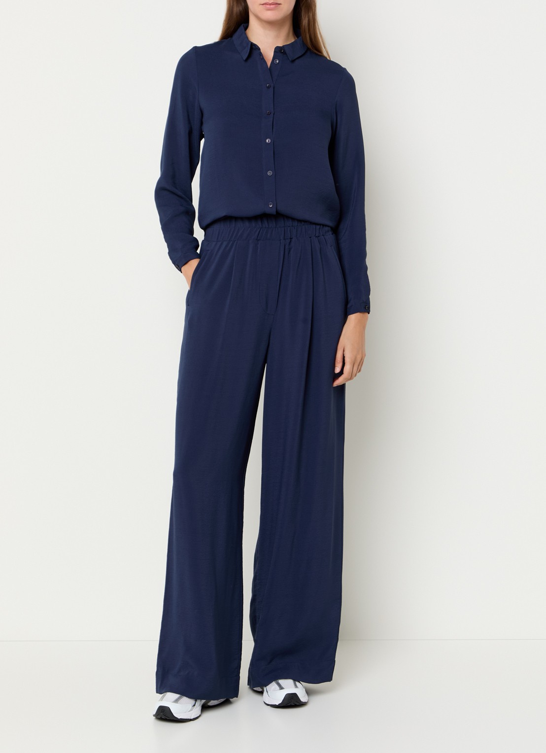 by-bar Donna blouse met kraag - voorkant 4 donkerblauw