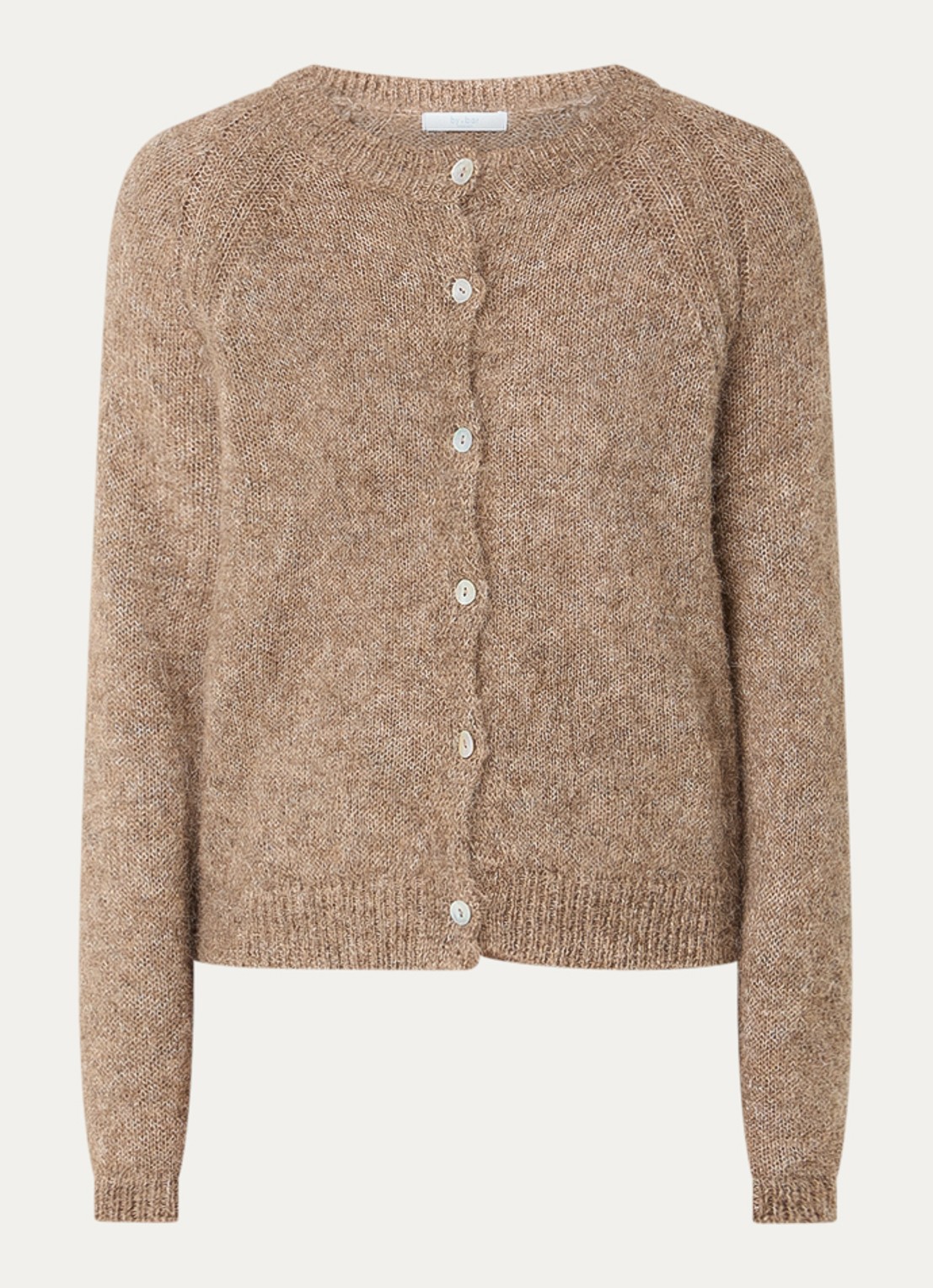 by-bar Falon grofgebreid vest in alpaca wolblend - voorkant 3 zand