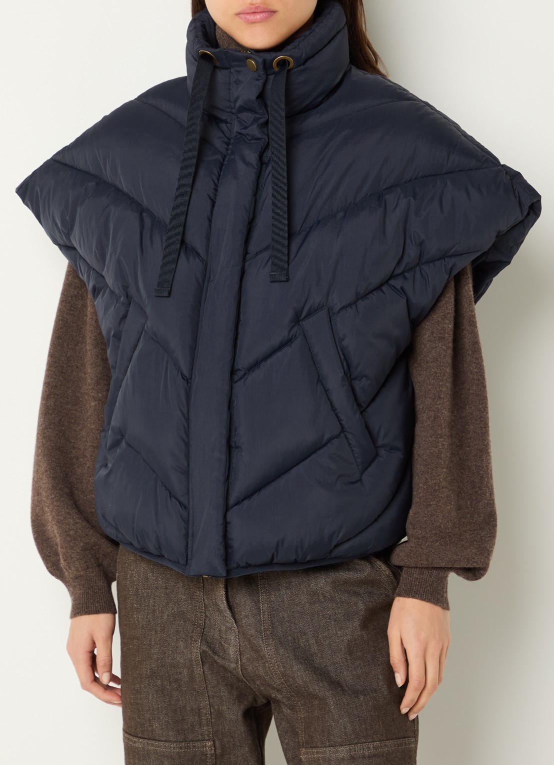 by-bar Franky bodywarmer met steekzakken - detail donkerblauw
