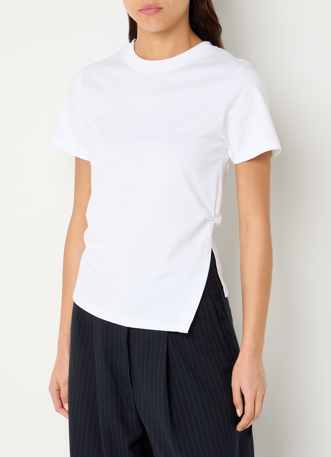 by-bar Freja T-shirt met split - detail 4 wit