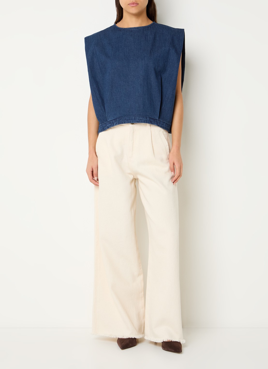 by-bar Ginza top van denim  - voorkant 4 indigo