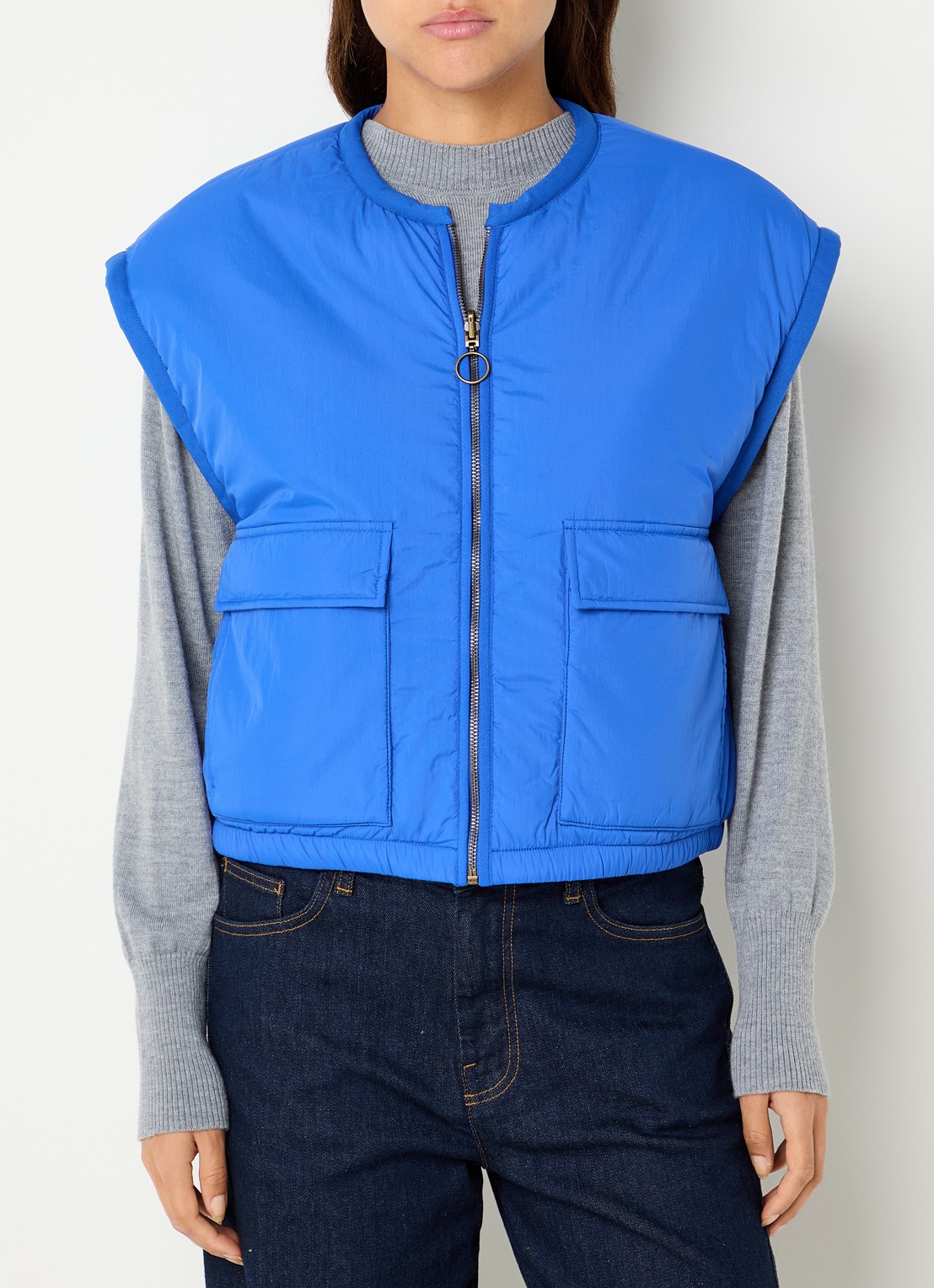 by-bar Gio bodywarmer met klepzakken - detail 2 blauw
