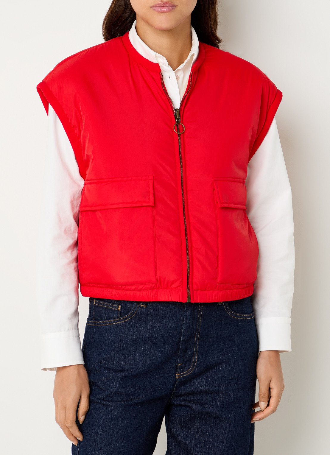 by-bar Gio gewatteerde bodywarmer met klepzakken - detail 4 rood