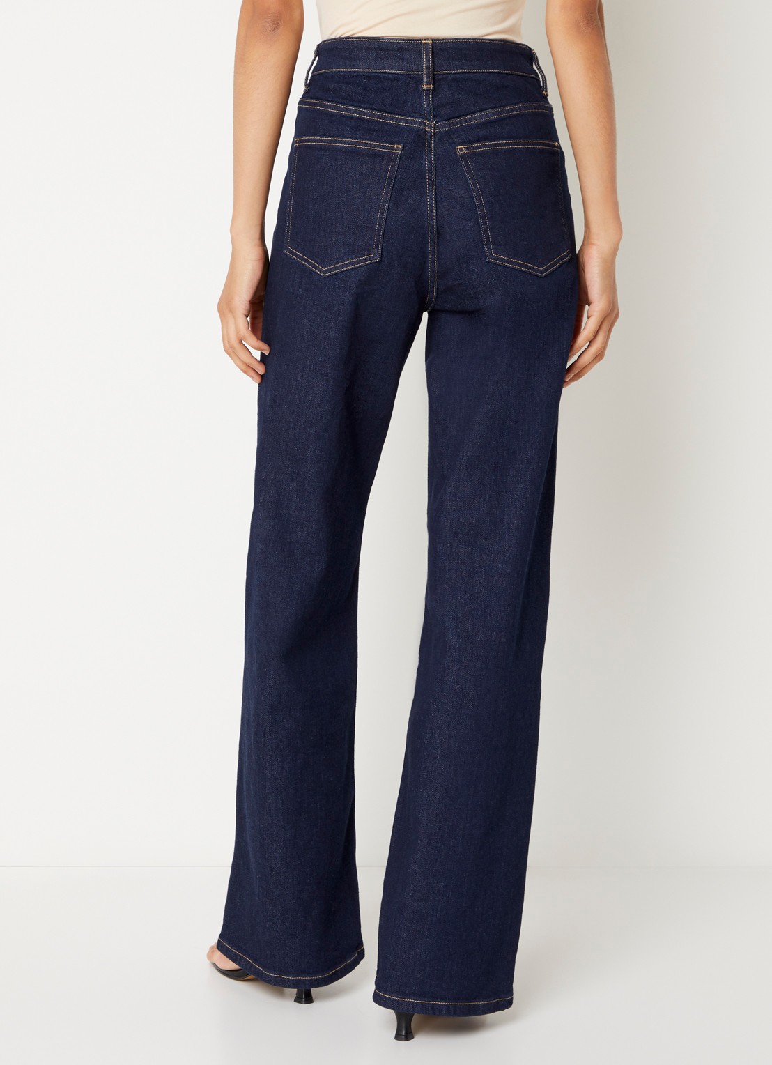 by-bar High waist flared jeans met donkere wassing - achterkant 5 indigo