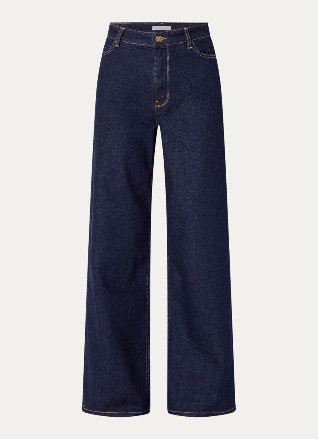 by-bar High waist flared jeans met donkere wassing - voorkant indigo