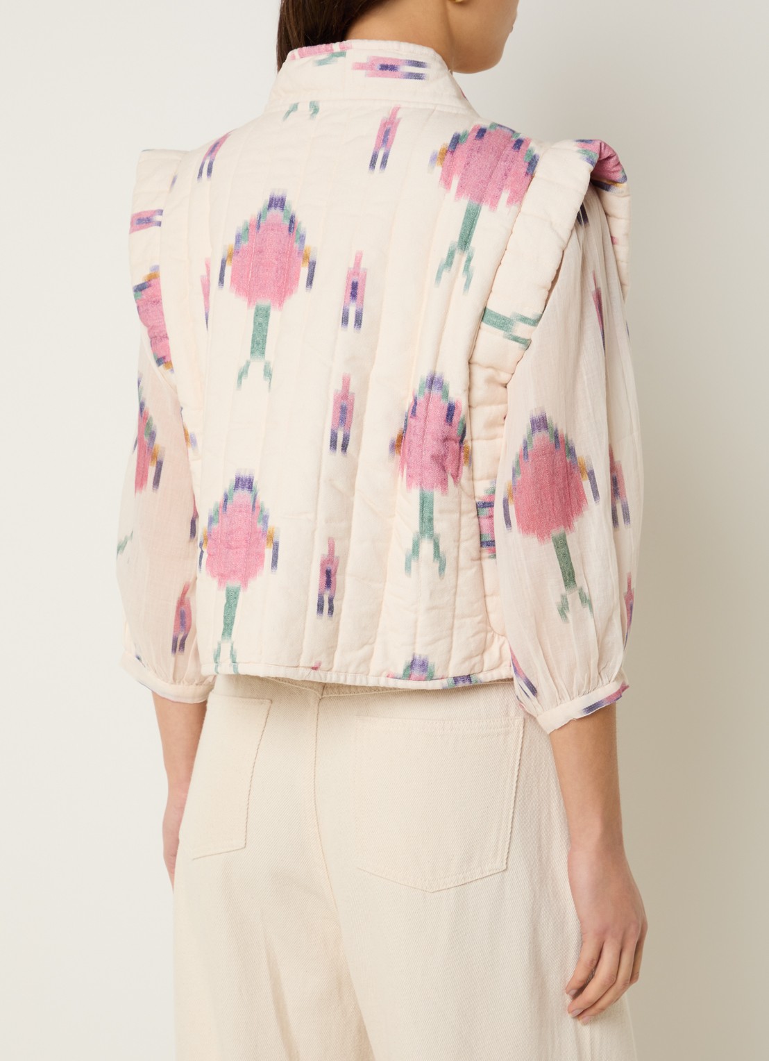 by-bar Isla gewatteerd gilet met print - achterkant multicolor