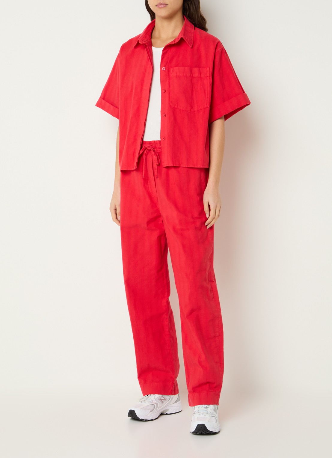 by-bar Jack high waist straight fit broek met steekzakken - voorkant 4 rood