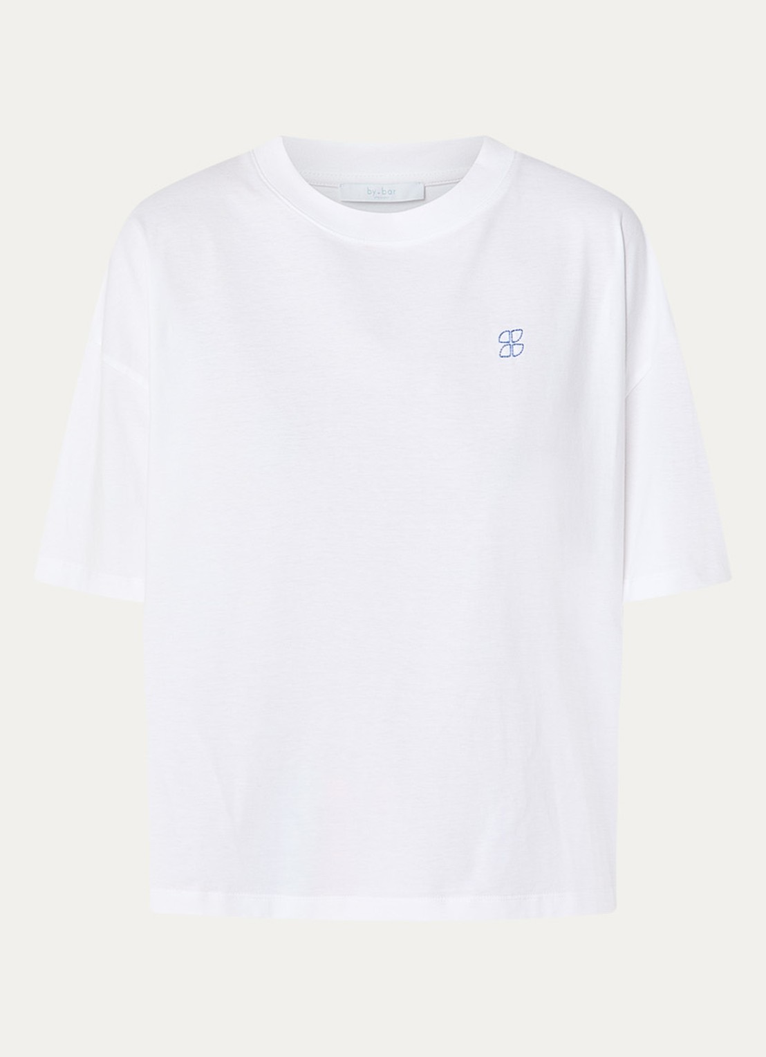 by-bar Jade T-shirt met logo- en backprint - voorkant wit