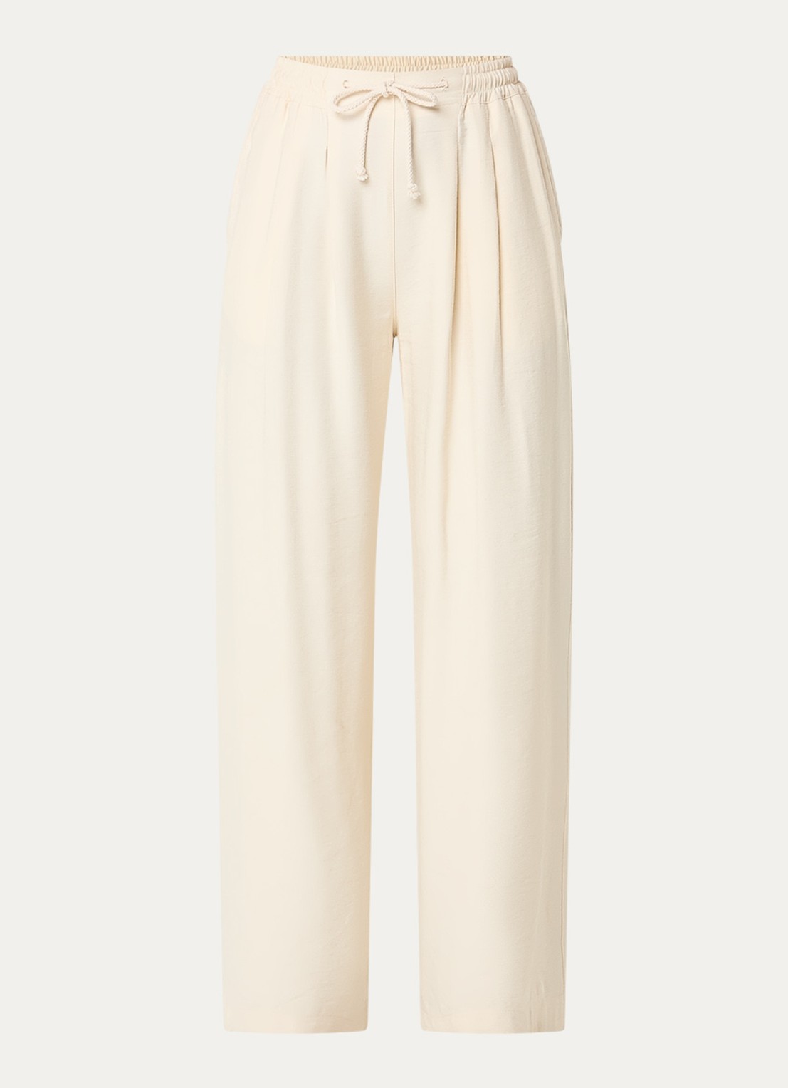 by-bar Jaxx high waist loose fit broek met steekzakken - voorkant 3 ivoor