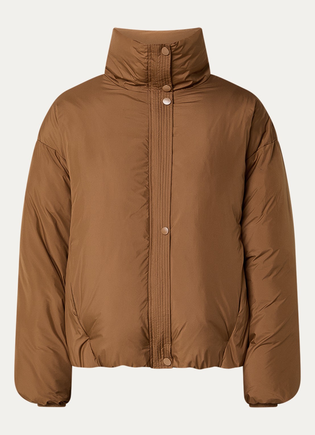 by-bar Joy gewatteerd jack met opstaand kraag en steekzakken - voorkant cognac