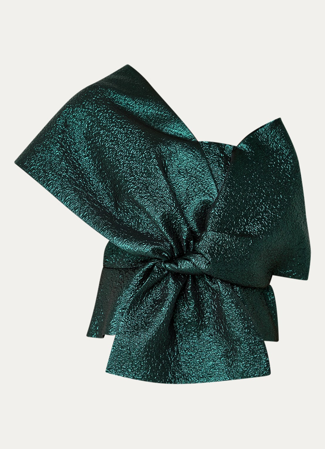 by-bar Jula asymmetrische one shoulder top met metallic finish - voorkant groen
