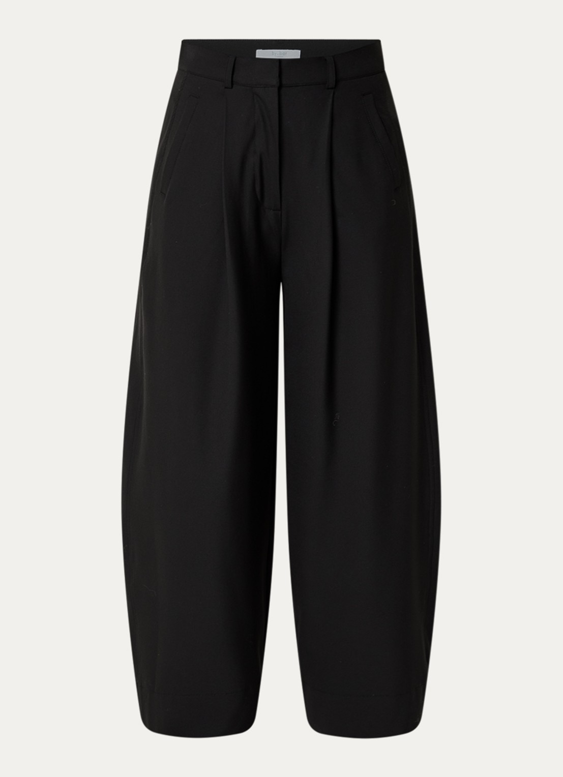 by-bar Jule mid waist wide fit pantalon met steekzakken - voorkant zwart