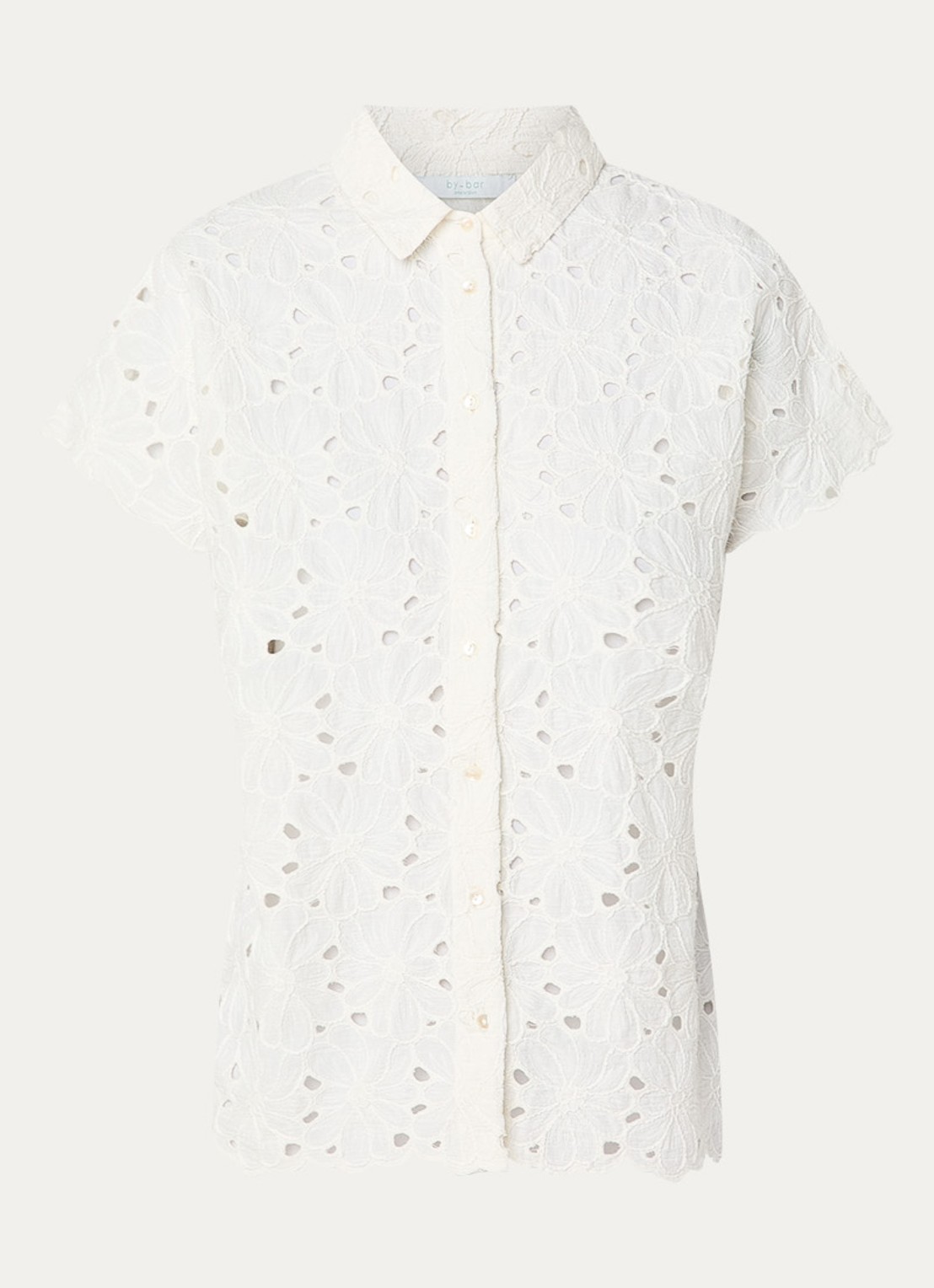 by-bar Karly blouse met broderie - voorkant 3 gebroken wit
