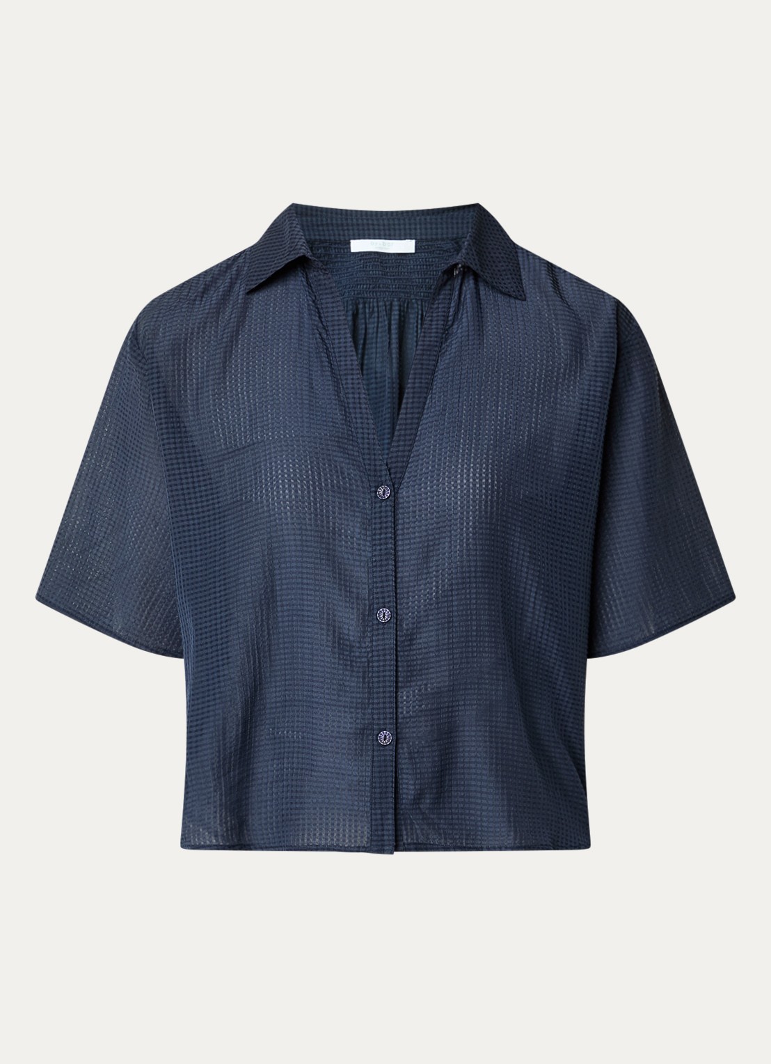 by-bar Kick semi-transparante blouse met structuur - voorkant 2 donkerblauw