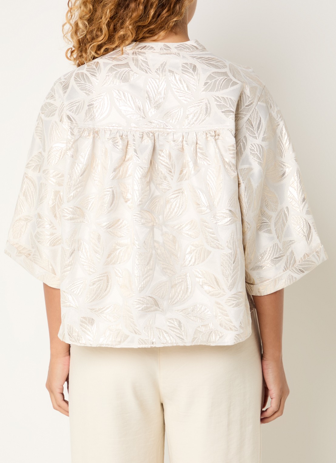 by-bar Levy tuniek met jacquard dessin - achterkant gebroken wit