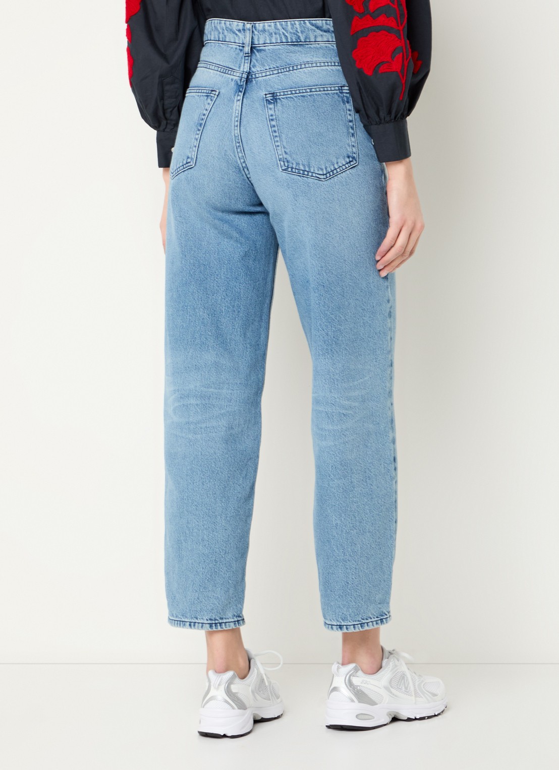 by-bar Lew high waist cropped straight leg jeans van  katoen - achterkant indigo
