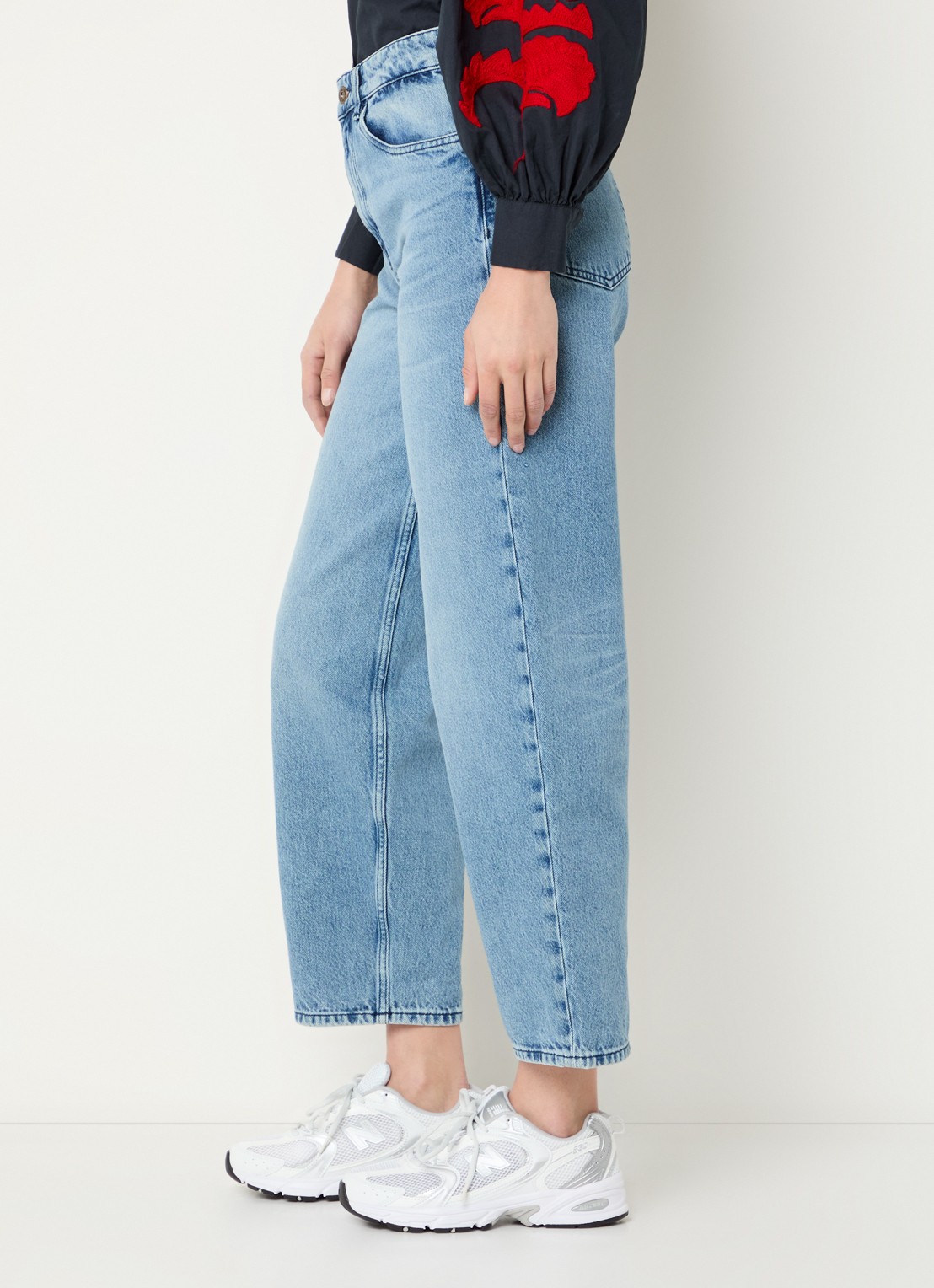 by-bar Lew high waist cropped straight leg jeans van  katoen - detail 5 indigo