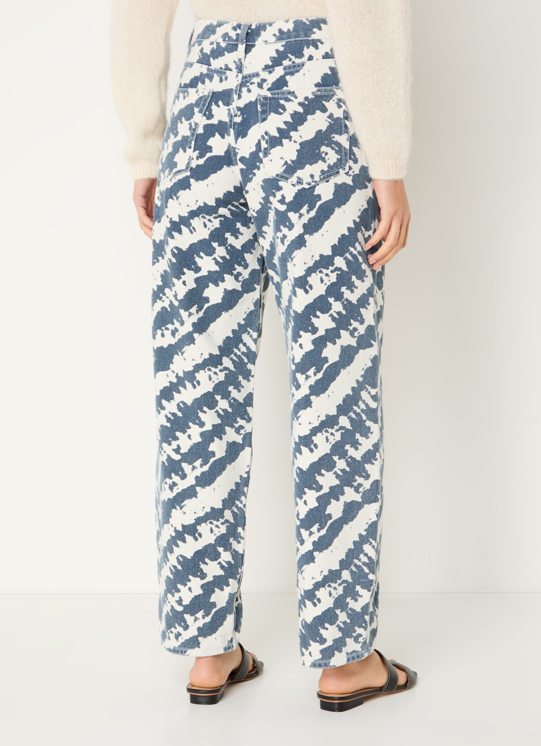 by-bar Lew high waist loose fit jeans met print - achterkant indigo