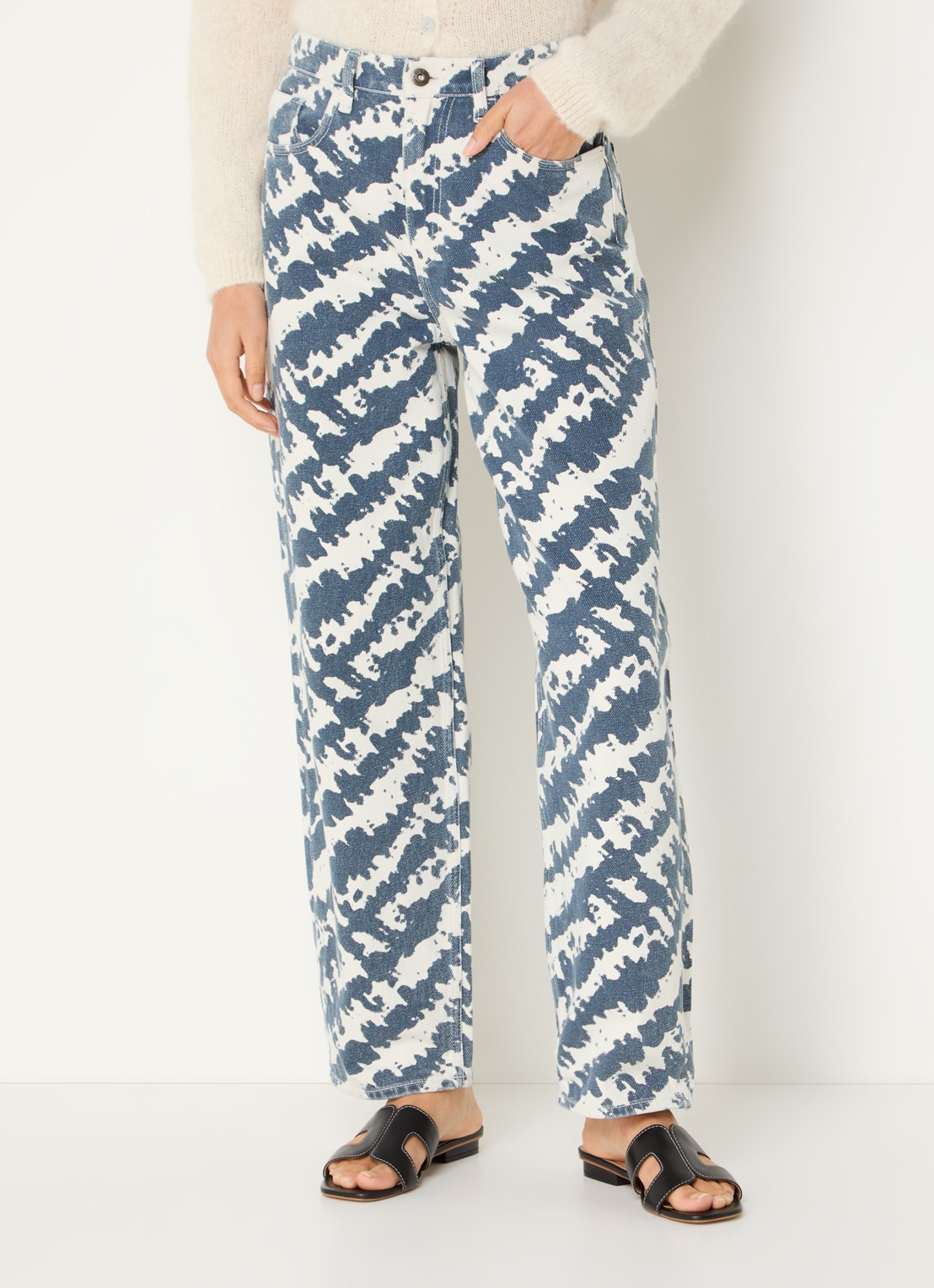 by-bar Lew high waist loose fit jeans met print - detail 4 indigo