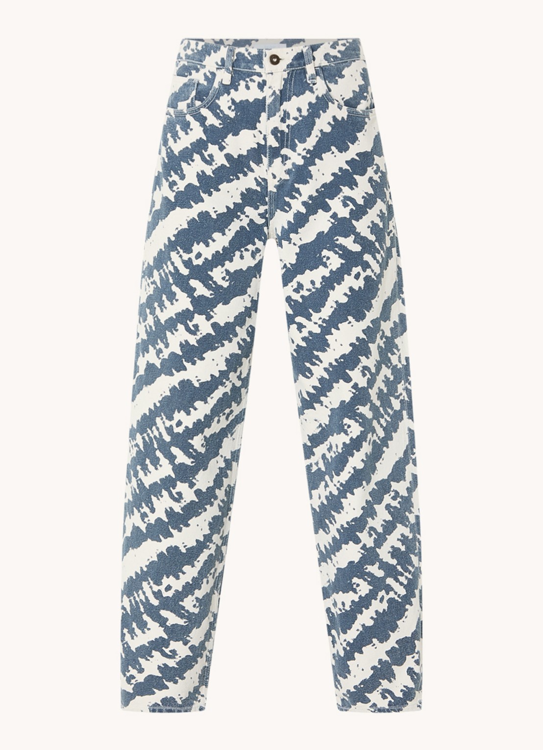 by-bar Lew high waist loose fit jeans met print - voorkant 2 indigo