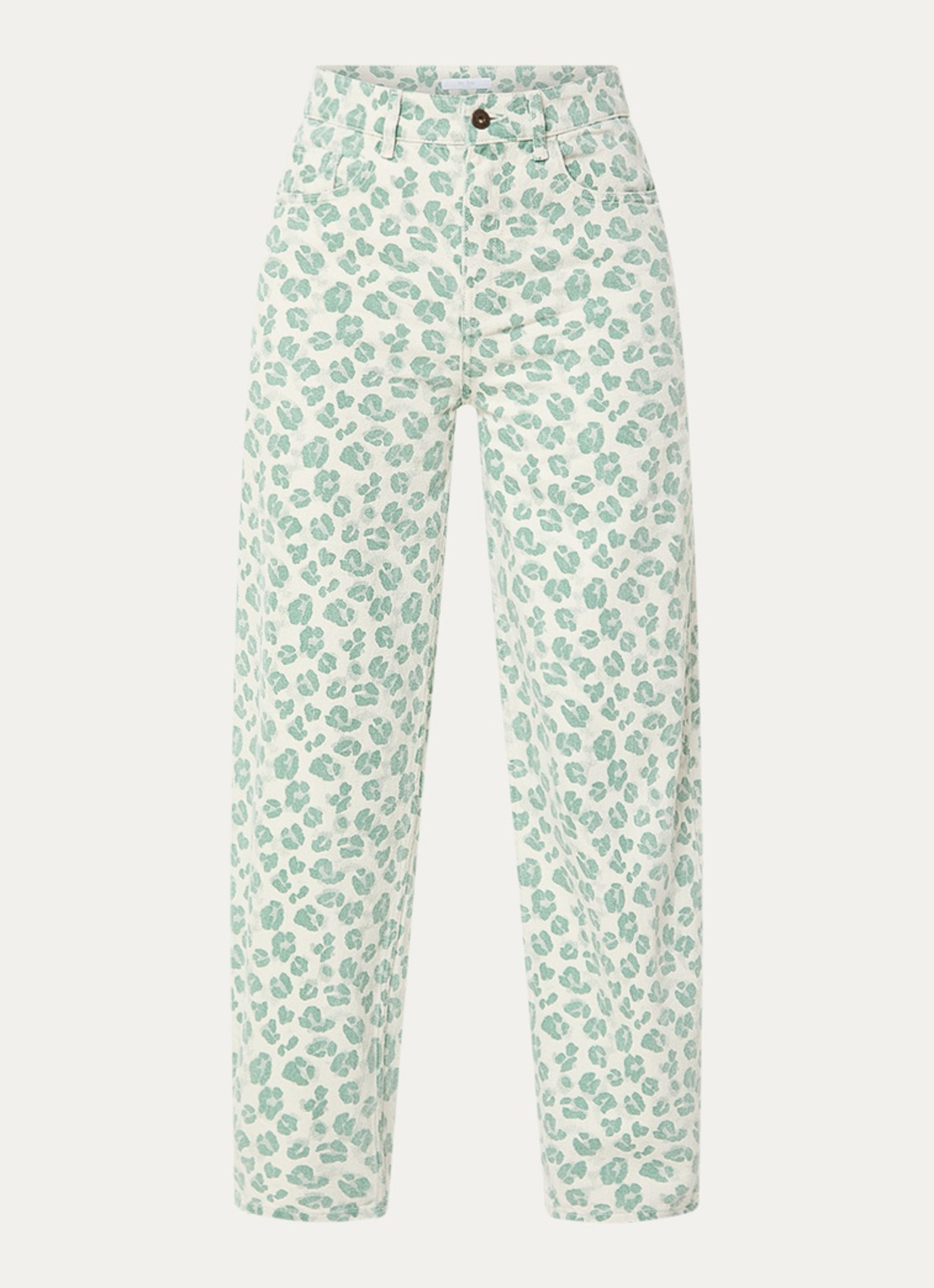 by-bar Lew high waist tapered jeans met panterprint - voorkant lichtgroen