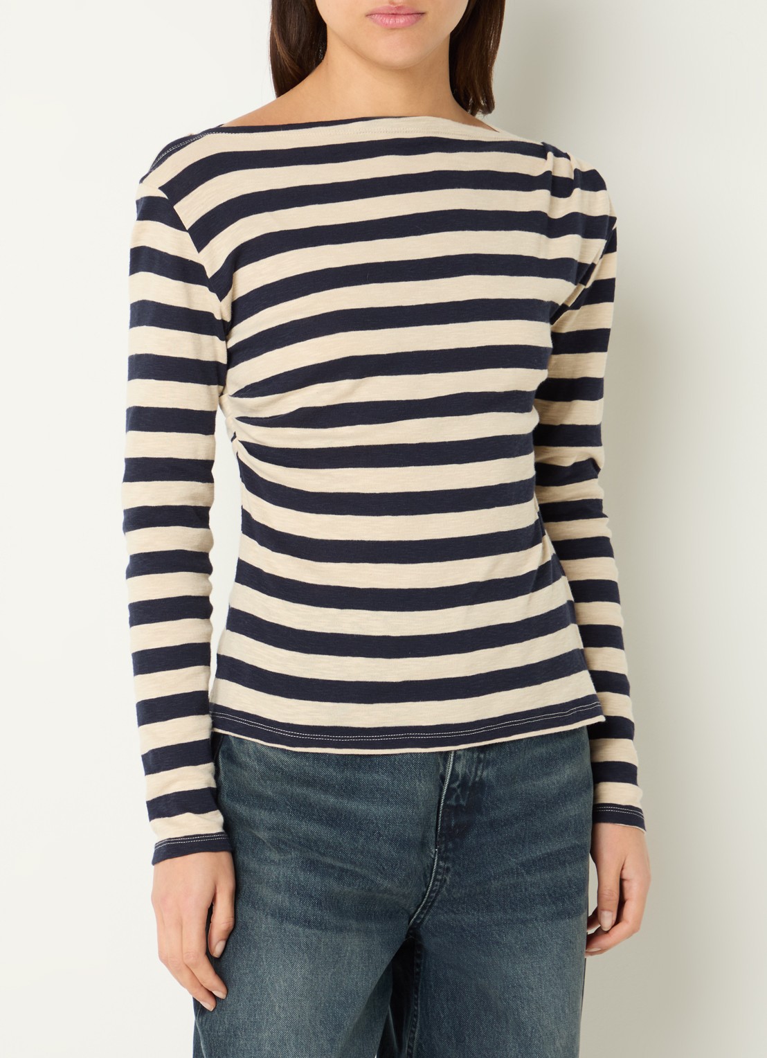by-bar Leya top met boothals - detail 4 donkerblauw