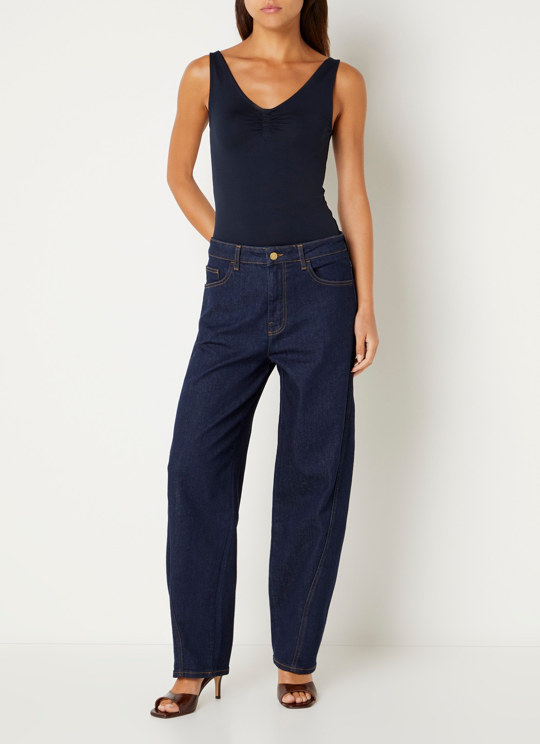 by-bar Lia tanktop met stretch - voorkant 2 donkerblauw