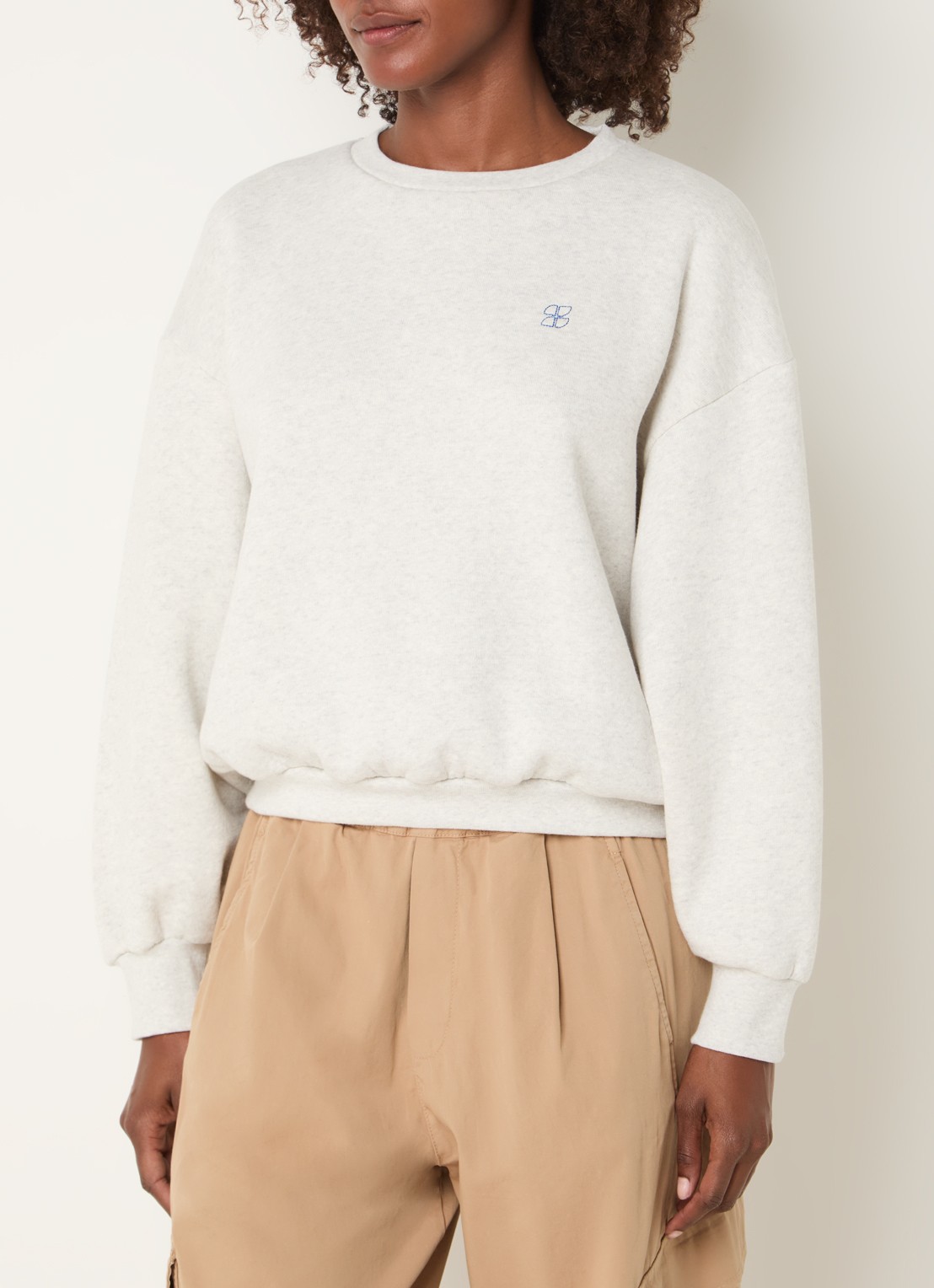 by-bar Lili Amor sweater met backprint en lurex - achterkant 4 lichtgrijs