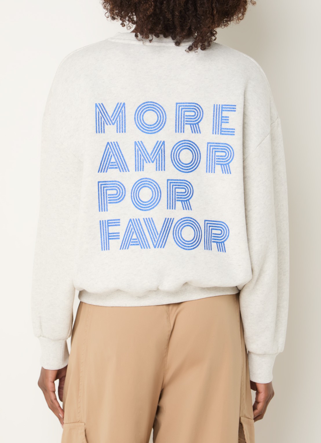 by-bar Lili Amor sweater met backprint en lurex - detail lichtgrijs