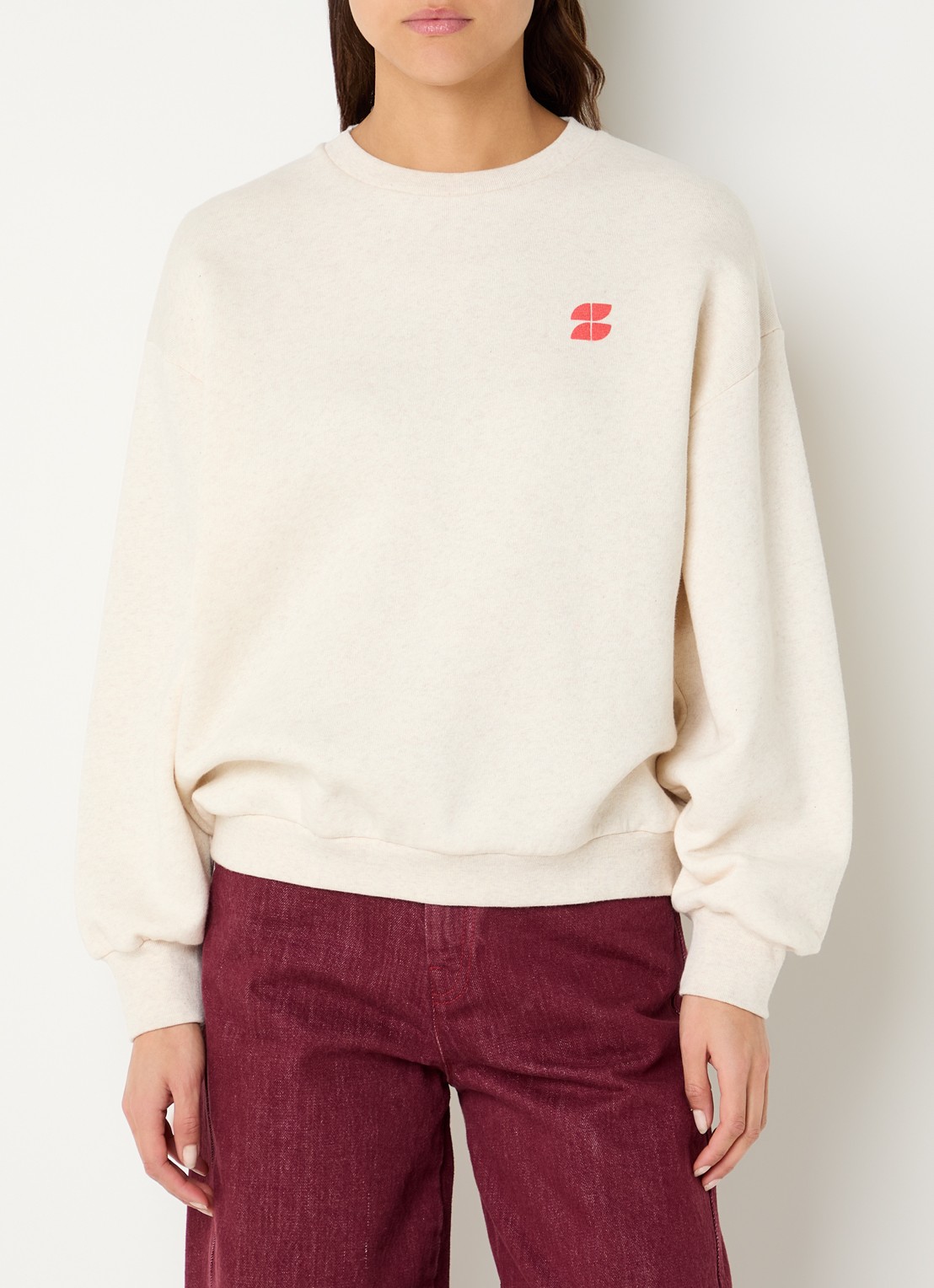 by-bar Lili sweater met front- en backprint - achterkant 3 creme