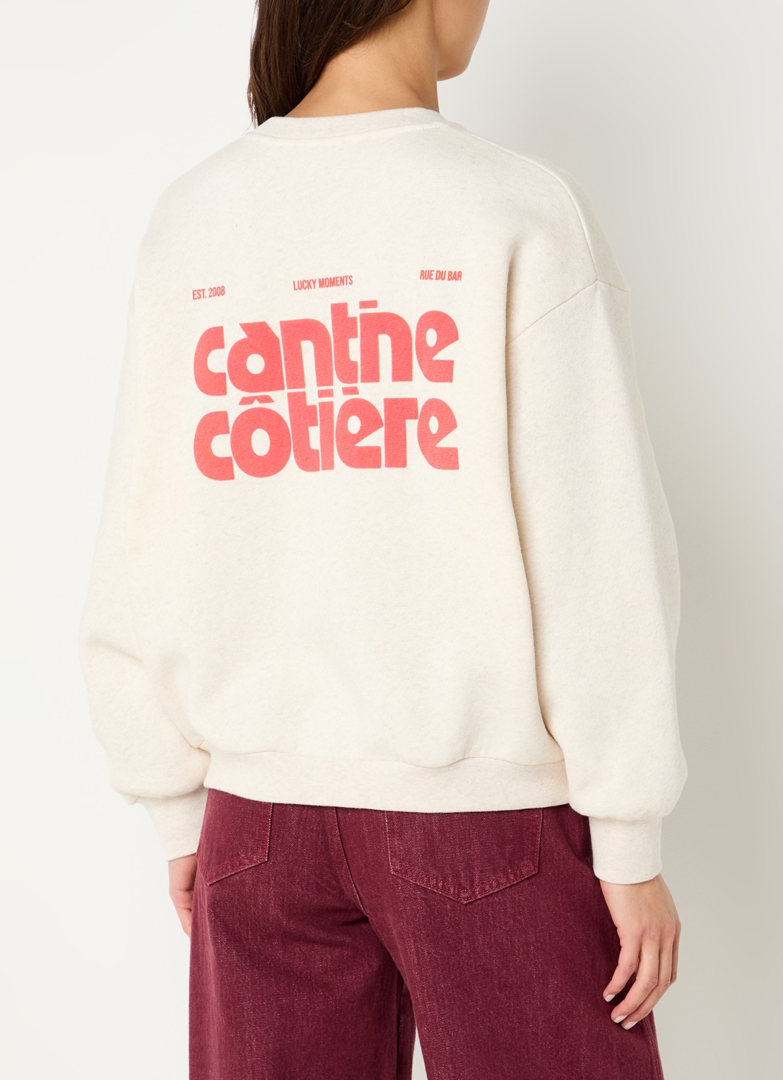 by-bar Lili sweater met front- en backprint - detail 4 creme