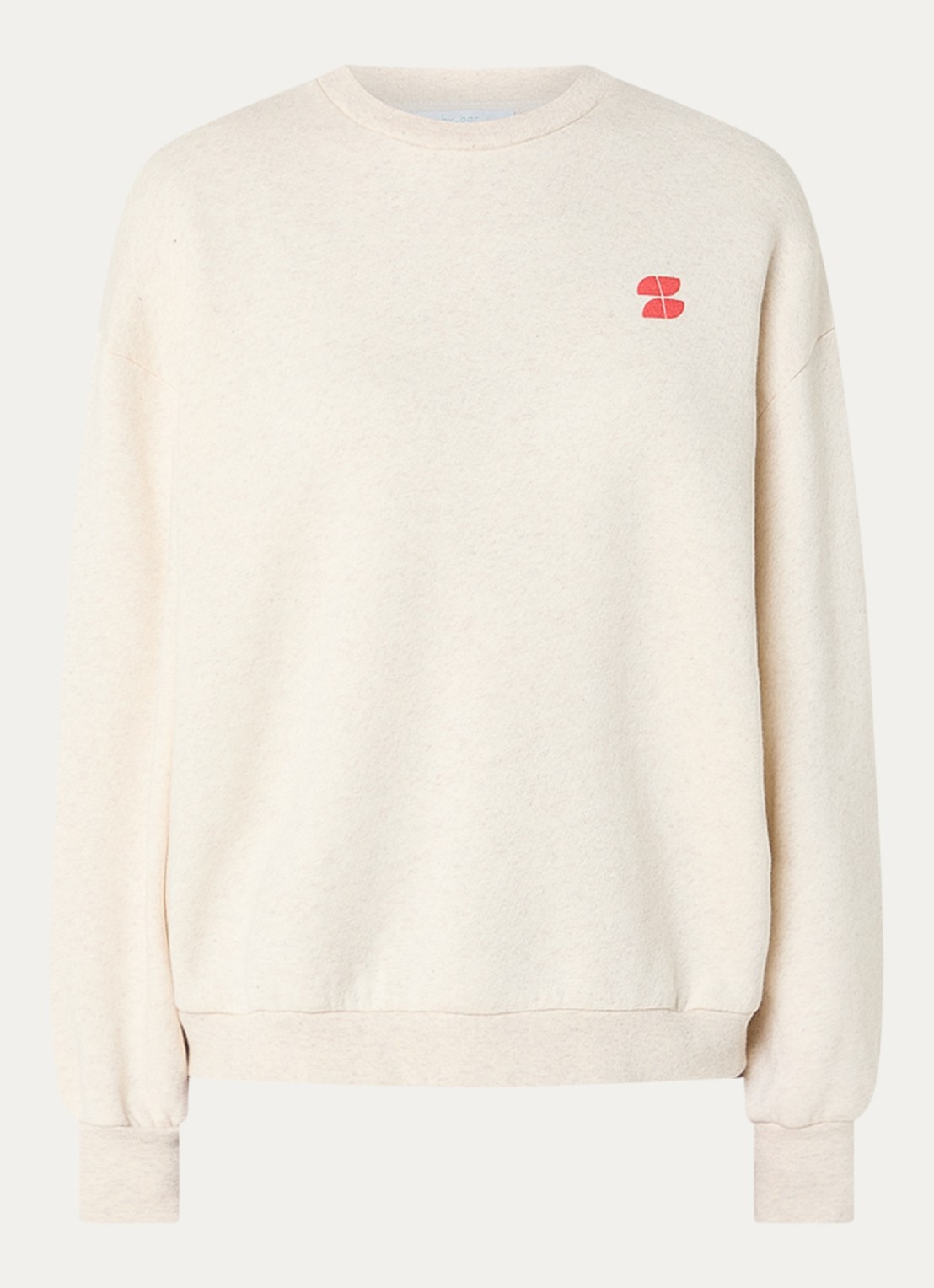 by-bar Lili sweater met front- en backprint - voorkant creme