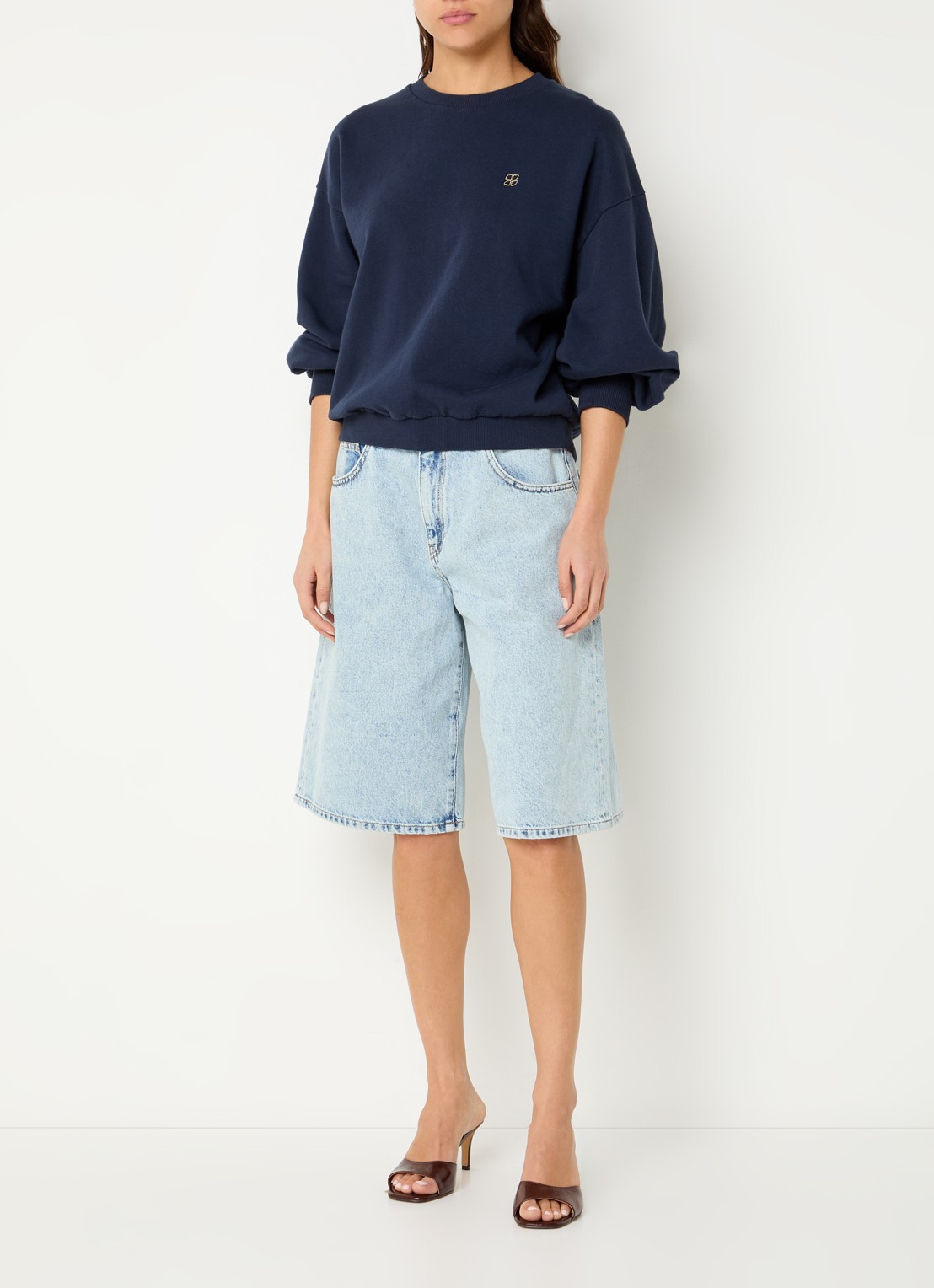 by-bar Lili sweater met front- en backprint - voorkant 3 donkerblauw