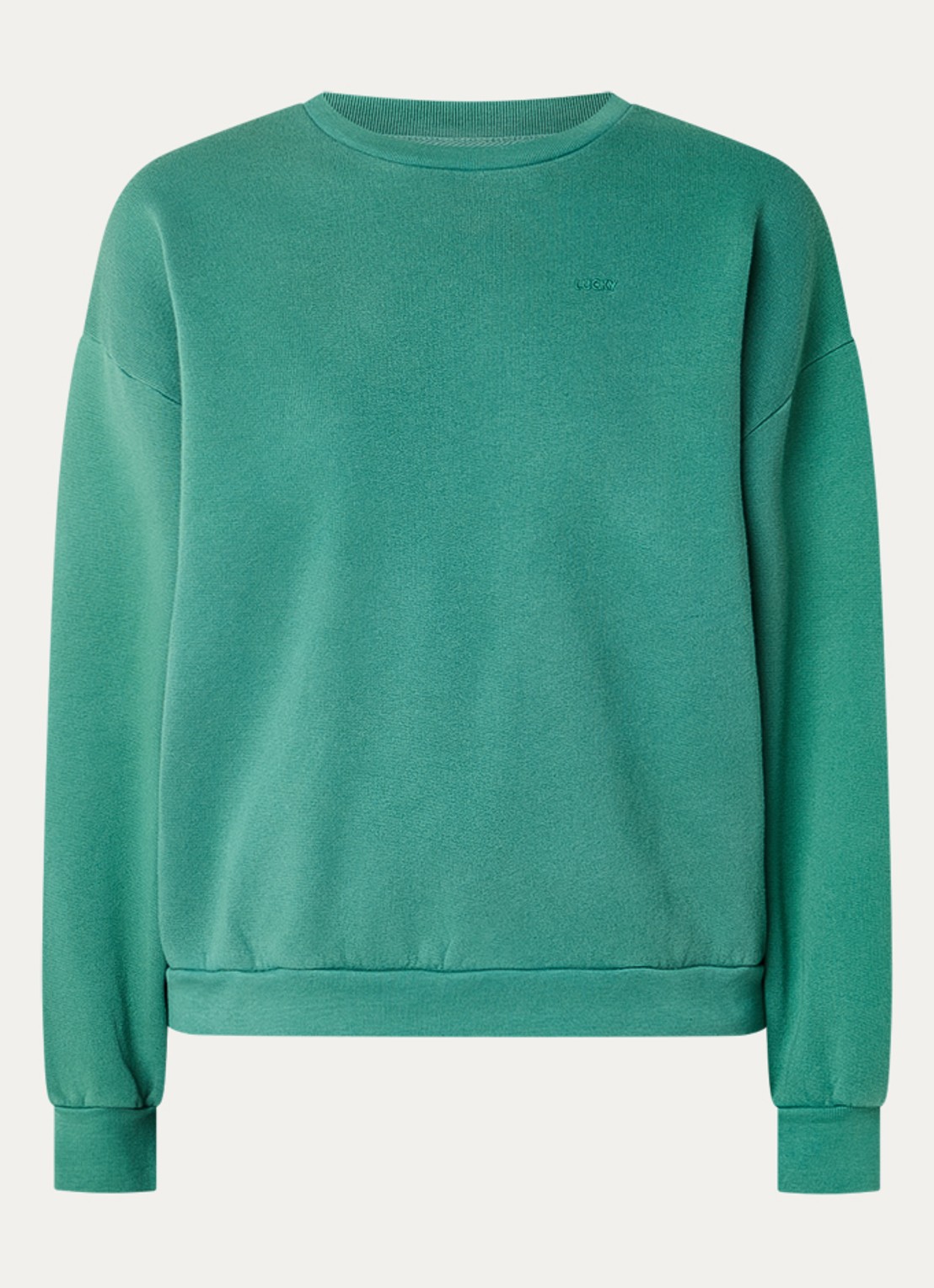 by-bar Lill sweater met logo en ronde hals - voorkant 3 turquoise